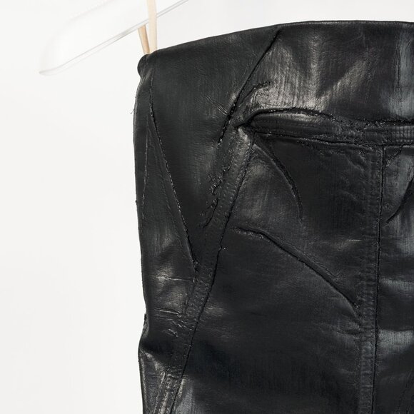 Rick Owens "Luxor" FW/23 Black Coated Strapless Bustier Mini Dress - Picture 5 of 12